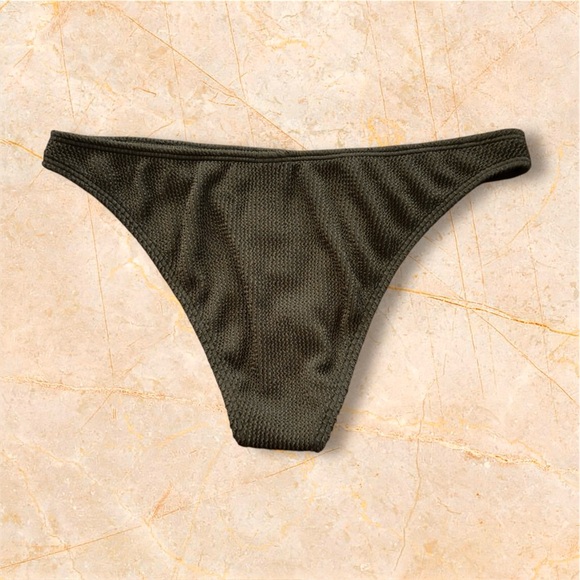Good American New L/XL Textured Always Fits Bikini Swimsuit Bottom Olive - Picture 6 of 7